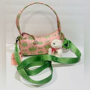 New Juicy Couture Juicy Festival Shoulder Crossbody Bag / Pink Green Charm